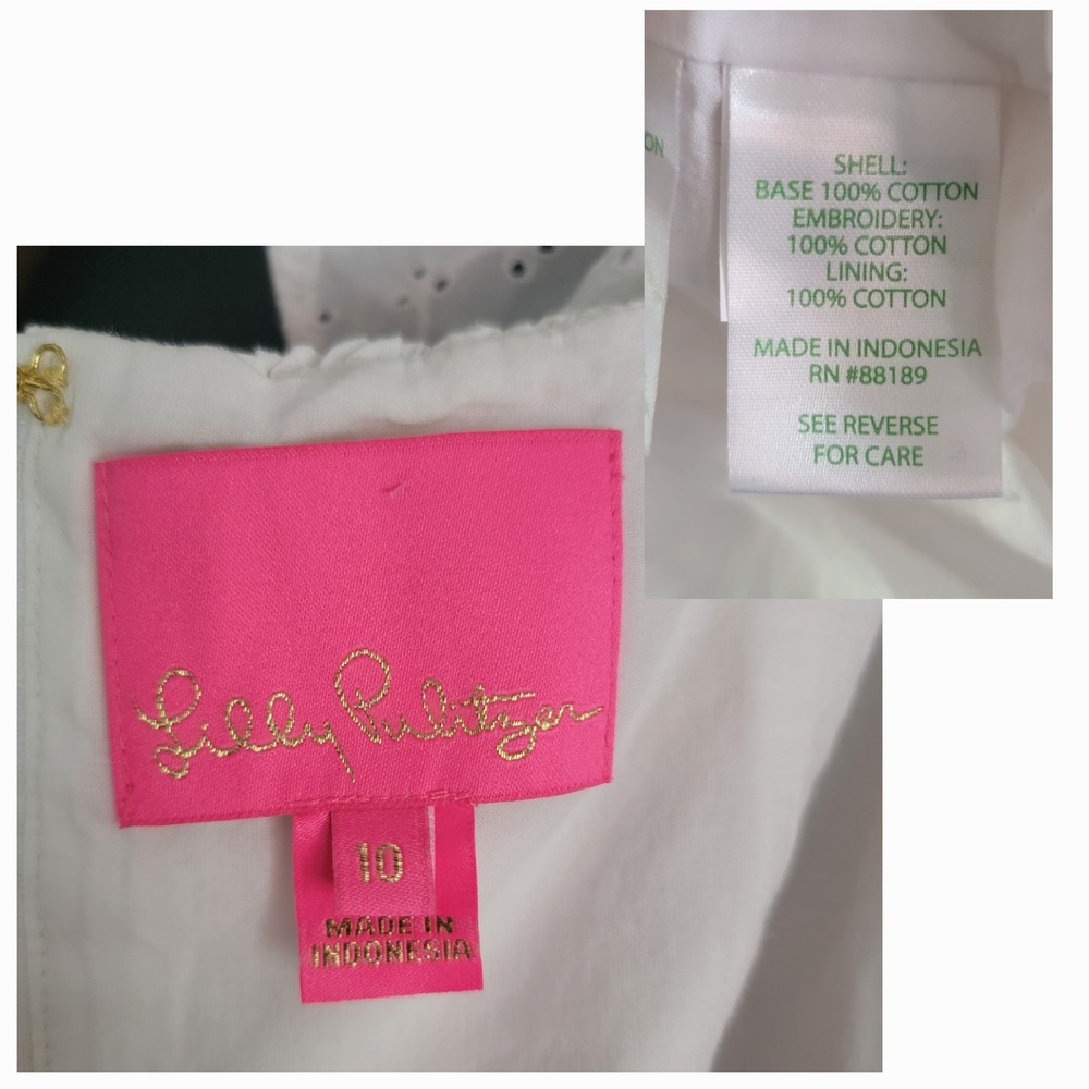 Lilly Pulitzer White Cotton Emie Babydoll Eyelet Tiered Ruffle Mini Dress Sze 10 - Picture 7 of 13
